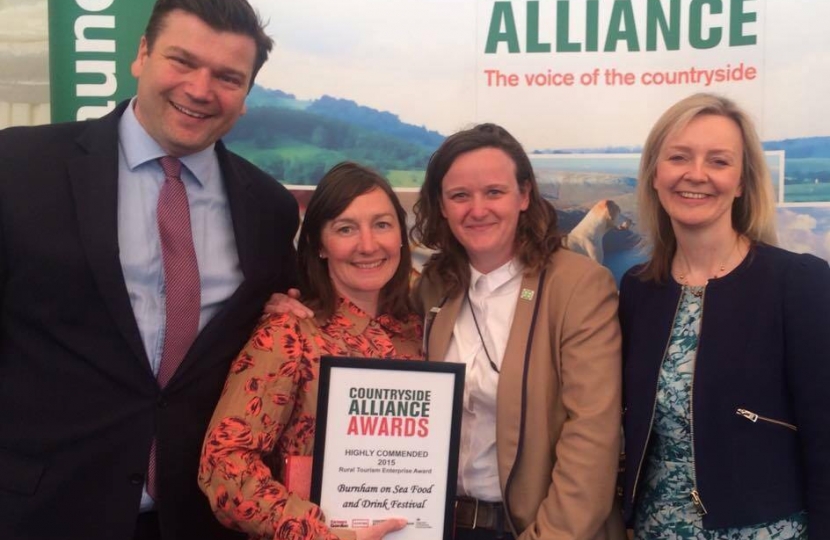 James Heappey with Liz Truss and Bev and Sarah Milner Simonds 