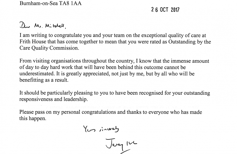 Letter from Jeremy Hunt 