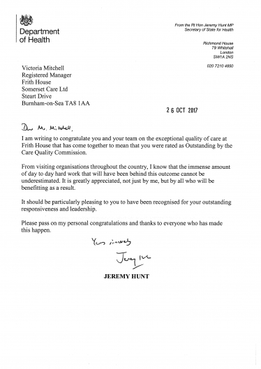 Letter from Jeremy Hunt 