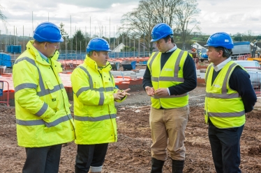 Contracts Manager Brendan Mason, Martin Payne, James Heappey MP and Site Manager Dave Guthrie 