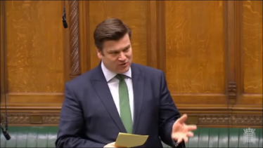 James speaking in Parliament 