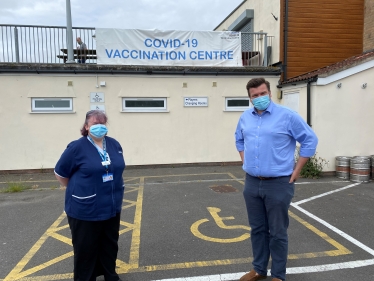 James Heappey at vaccination centre in BOS 